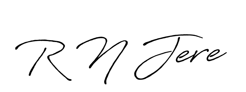 How to make R N Jere name signature. Use Antro_Vectra_Bolder style for creating short signs online. This is the latest handwritten sign. R N Jere signature style 7 images and pictures png