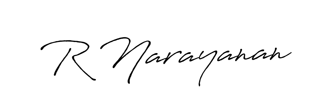 Create a beautiful signature design for name R Narayanan. With this signature (Antro_Vectra_Bolder) fonts, you can make a handwritten signature for free. R Narayanan signature style 7 images and pictures png