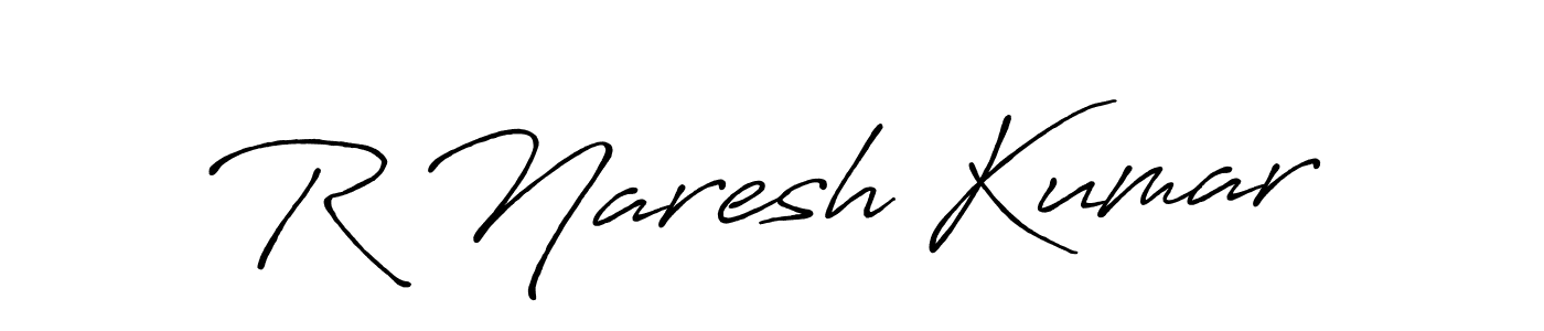 Use a signature maker to create a handwritten signature online. With this signature software, you can design (Antro_Vectra_Bolder) your own signature for name R Naresh Kumar. R Naresh Kumar signature style 7 images and pictures png