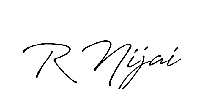 How to make R Nijai name signature. Use Antro_Vectra_Bolder style for creating short signs online. This is the latest handwritten sign. R Nijai signature style 7 images and pictures png