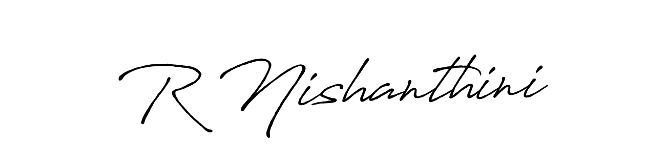 Make a beautiful signature design for name R Nishanthini. With this signature (Antro_Vectra_Bolder) style, you can create a handwritten signature for free. R Nishanthini signature style 7 images and pictures png
