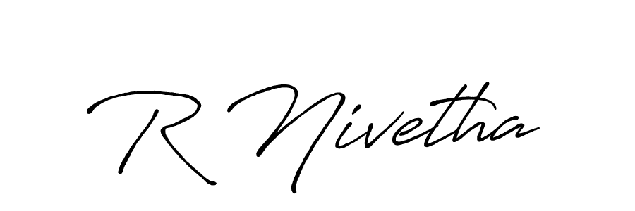 R Nivetha stylish signature style. Best Handwritten Sign (Antro_Vectra_Bolder) for my name. Handwritten Signature Collection Ideas for my name R Nivetha. R Nivetha signature style 7 images and pictures png