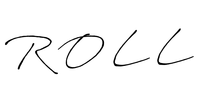 The best way (Antro_Vectra_Bolder) to make a short signature is to pick only two or three words in your name. The name R O L L include a total of six letters. For converting this name. R O L L signature style 7 images and pictures png