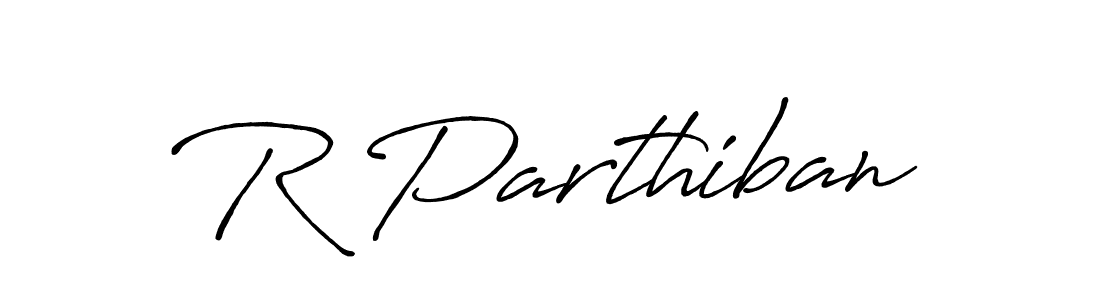 Create a beautiful signature design for name R Parthiban. With this signature (Antro_Vectra_Bolder) fonts, you can make a handwritten signature for free. R Parthiban signature style 7 images and pictures png