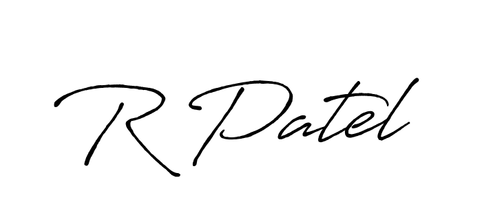 How to make R Patel name signature. Use Antro_Vectra_Bolder style for creating short signs online. This is the latest handwritten sign. R Patel signature style 7 images and pictures png