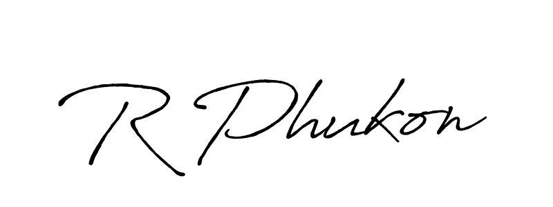 Design your own signature with our free online signature maker. With this signature software, you can create a handwritten (Antro_Vectra_Bolder) signature for name R Phukon. R Phukon signature style 7 images and pictures png