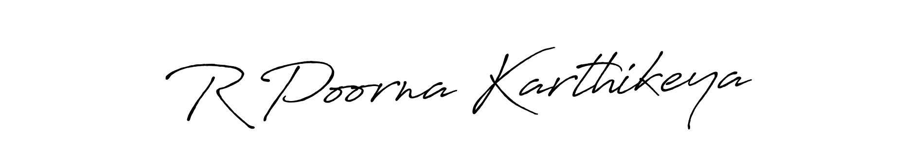 Make a beautiful signature design for name R Poorna Karthikeya. With this signature (Antro_Vectra_Bolder) style, you can create a handwritten signature for free. R Poorna Karthikeya signature style 7 images and pictures png