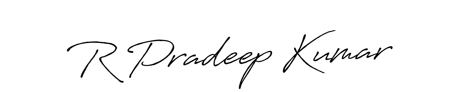 How to make R Pradeep Kumar name signature. Use Antro_Vectra_Bolder style for creating short signs online. This is the latest handwritten sign. R Pradeep Kumar signature style 7 images and pictures png