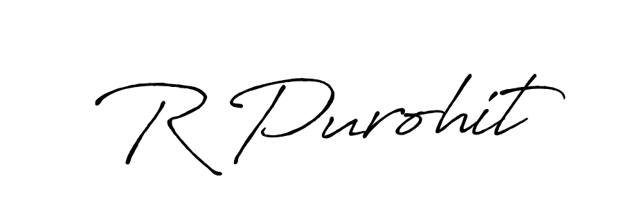 How to make R Purohit name signature. Use Antro_Vectra_Bolder style for creating short signs online. This is the latest handwritten sign. R Purohit signature style 7 images and pictures png