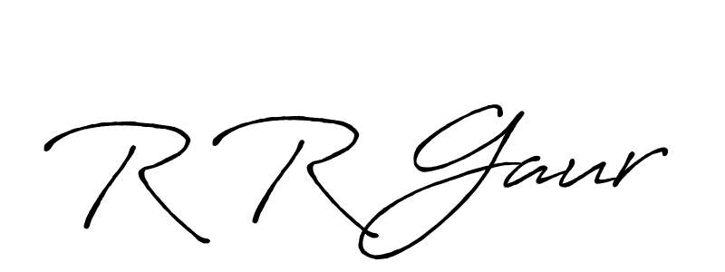 Make a beautiful signature design for name R R Gaur. With this signature (Antro_Vectra_Bolder) style, you can create a handwritten signature for free. R R Gaur signature style 7 images and pictures png
