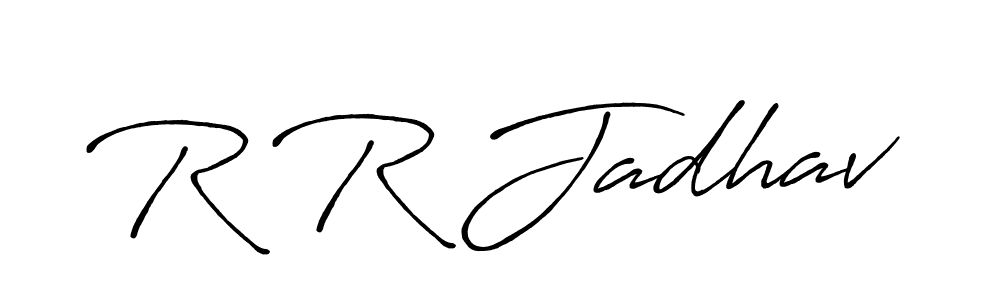 How to make R R Jadhav name signature. Use Antro_Vectra_Bolder style for creating short signs online. This is the latest handwritten sign. R R Jadhav signature style 7 images and pictures png