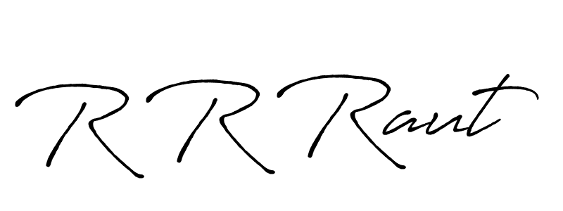 How to make R R Raut name signature. Use Antro_Vectra_Bolder style for creating short signs online. This is the latest handwritten sign. R R Raut signature style 7 images and pictures png