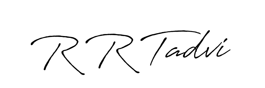 How to make R R Tadvi name signature. Use Antro_Vectra_Bolder style for creating short signs online. This is the latest handwritten sign. R R Tadvi signature style 7 images and pictures png