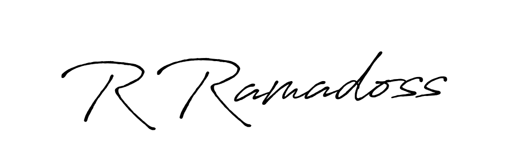 Create a beautiful signature design for name R Ramadoss. With this signature (Antro_Vectra_Bolder) fonts, you can make a handwritten signature for free. R Ramadoss signature style 7 images and pictures png