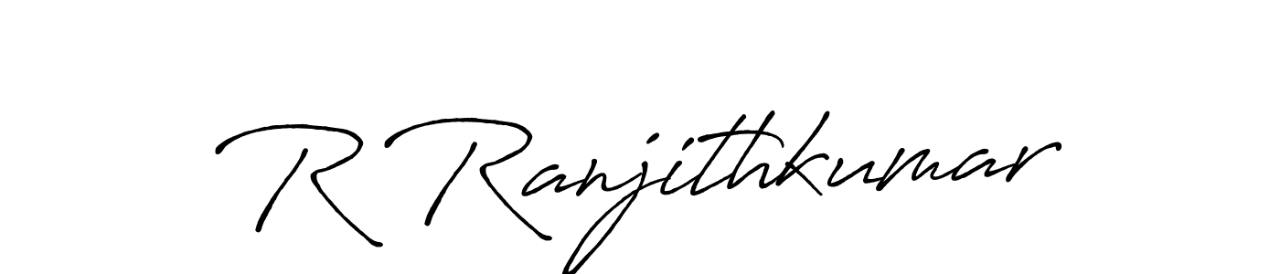 The best way (Antro_Vectra_Bolder) to make a short signature is to pick only two or three words in your name. The name R Ranjithkumar include a total of six letters. For converting this name. R Ranjithkumar signature style 7 images and pictures png