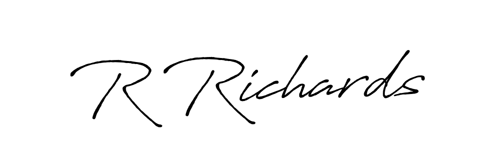 Make a beautiful signature design for name R Richards. With this signature (Antro_Vectra_Bolder) style, you can create a handwritten signature for free. R Richards signature style 7 images and pictures png