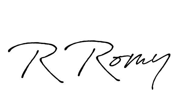 Also we have R Romy name is the best signature style. Create professional handwritten signature collection using Antro_Vectra_Bolder autograph style. R Romy signature style 7 images and pictures png