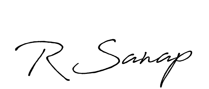 The best way (Antro_Vectra_Bolder) to make a short signature is to pick only two or three words in your name. The name R Sanap include a total of six letters. For converting this name. R Sanap signature style 7 images and pictures png
