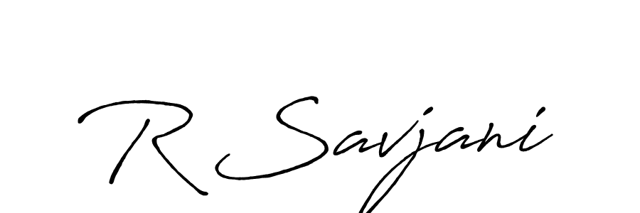 How to make R Savjani name signature. Use Antro_Vectra_Bolder style for creating short signs online. This is the latest handwritten sign. R Savjani signature style 7 images and pictures png