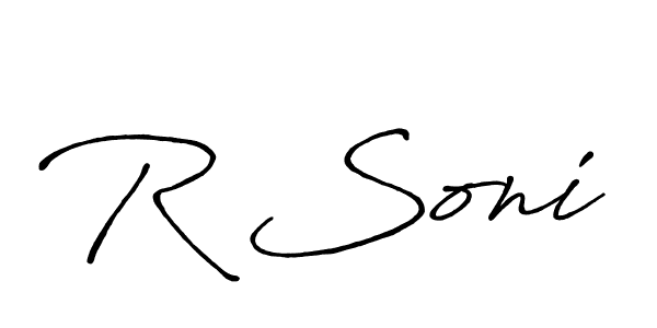 The best way (Antro_Vectra_Bolder) to make a short signature is to pick only two or three words in your name. The name R Soni include a total of six letters. For converting this name. R Soni signature style 7 images and pictures png