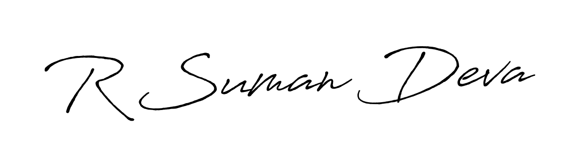 Use a signature maker to create a handwritten signature online. With this signature software, you can design (Antro_Vectra_Bolder) your own signature for name R Suman Deva. R Suman Deva signature style 7 images and pictures png