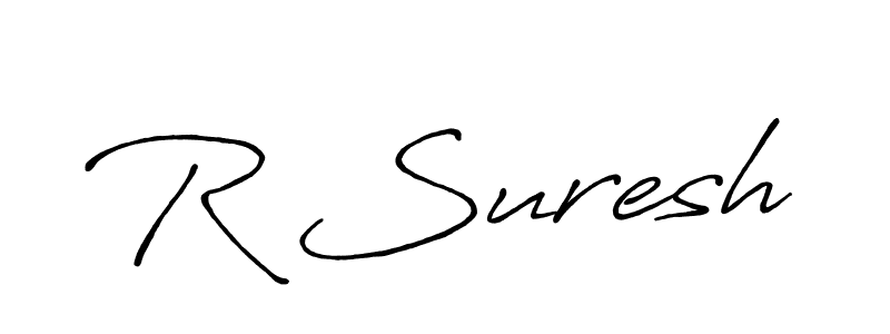 The best way (Antro_Vectra_Bolder) to make a short signature is to pick only two or three words in your name. The name R Suresh include a total of six letters. For converting this name. R Suresh signature style 7 images and pictures png