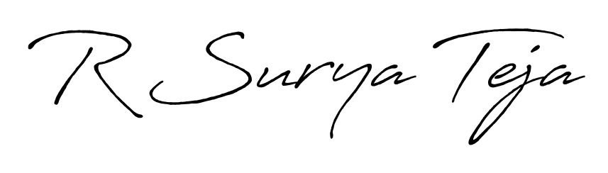 Practice writing R Surya Teja with the flow of Antro_Vectra_Bolder lettering. A fantastic source of inspiration for developing your personal signature style. R Surya Teja signature style 7 images and pictures png