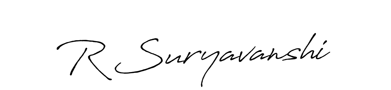 Use a signature maker to create a handwritten signature online. With this signature software, you can design (Antro_Vectra_Bolder) your own signature for name R Suryavanshi. R Suryavanshi signature style 7 images and pictures png