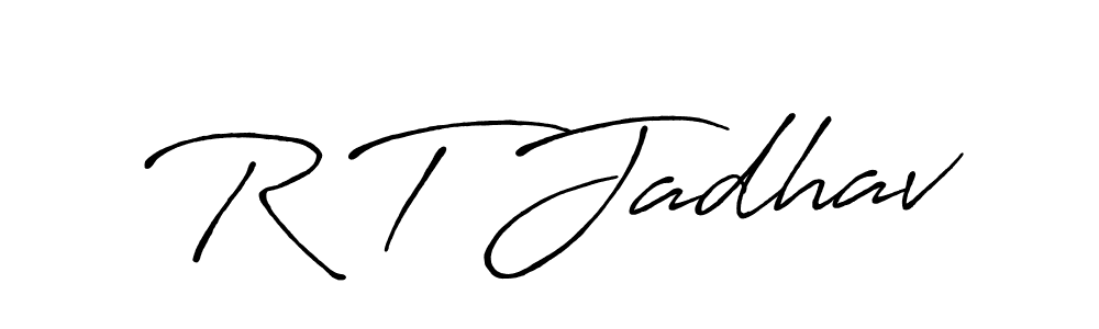 Design your own signature with our free online signature maker. With this signature software, you can create a handwritten (Antro_Vectra_Bolder) signature for name R T Jadhav. R T Jadhav signature style 7 images and pictures png