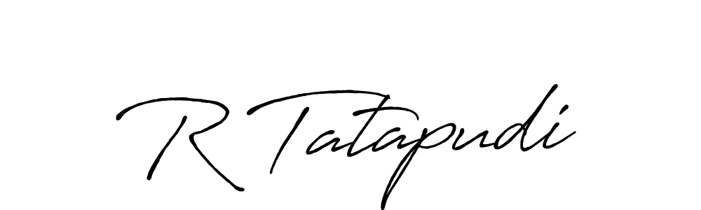 How to make R Tatapudi name signature. Use Antro_Vectra_Bolder style for creating short signs online. This is the latest handwritten sign. R Tatapudi signature style 7 images and pictures png