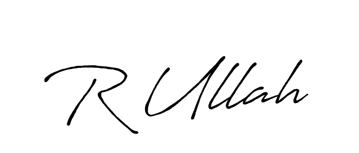 How to make R Ullah name signature. Use Antro_Vectra_Bolder style for creating short signs online. This is the latest handwritten sign. R Ullah signature style 7 images and pictures png