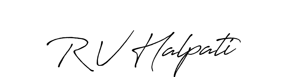 How to make R V Halpati name signature. Use Antro_Vectra_Bolder style for creating short signs online. This is the latest handwritten sign. R V Halpati signature style 7 images and pictures png