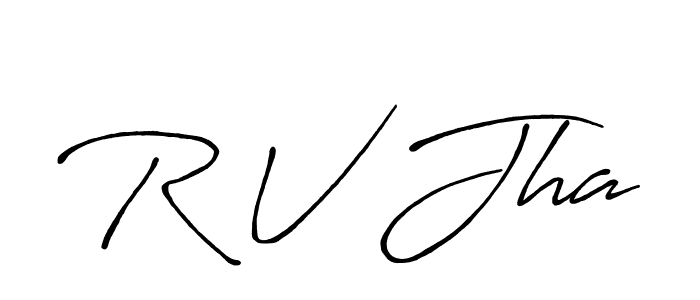 Similarly Antro_Vectra_Bolder is the best handwritten signature design. Signature creator online .You can use it as an online autograph creator for name R V Jha. R V Jha signature style 7 images and pictures png