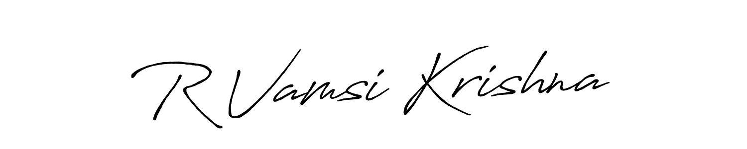 Use a signature maker to create a handwritten signature online. With this signature software, you can design (Antro_Vectra_Bolder) your own signature for name R Vamsi Krishna. R Vamsi Krishna signature style 7 images and pictures png