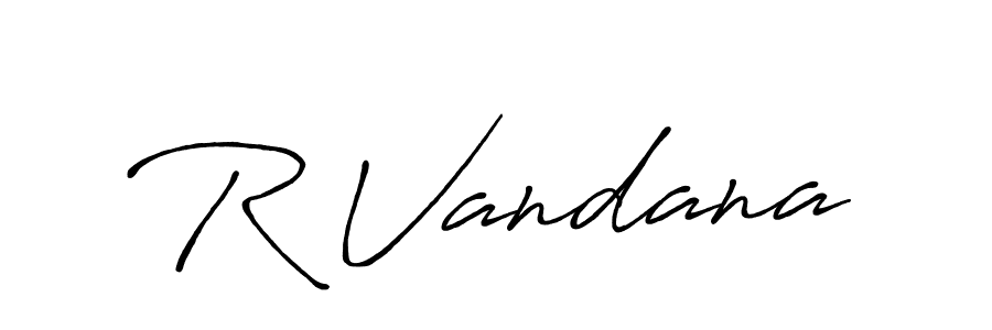 How to make R Vandana name signature. Use Antro_Vectra_Bolder style for creating short signs online. This is the latest handwritten sign. R Vandana signature style 7 images and pictures png