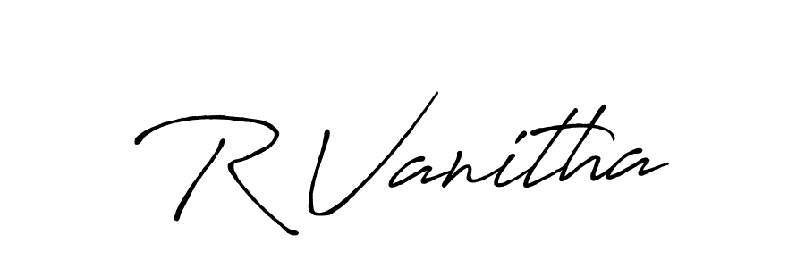 How to make R Vanitha name signature. Use Antro_Vectra_Bolder style for creating short signs online. This is the latest handwritten sign. R Vanitha signature style 7 images and pictures png