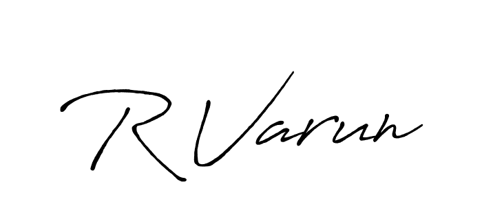 Use a signature maker to create a handwritten signature online. With this signature software, you can design (Antro_Vectra_Bolder) your own signature for name R Varun. R Varun signature style 7 images and pictures png