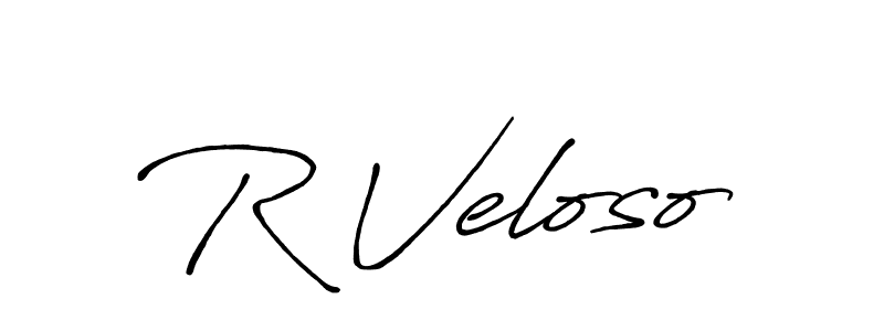 How to make R Veloso name signature. Use Antro_Vectra_Bolder style for creating short signs online. This is the latest handwritten sign. R Veloso signature style 7 images and pictures png