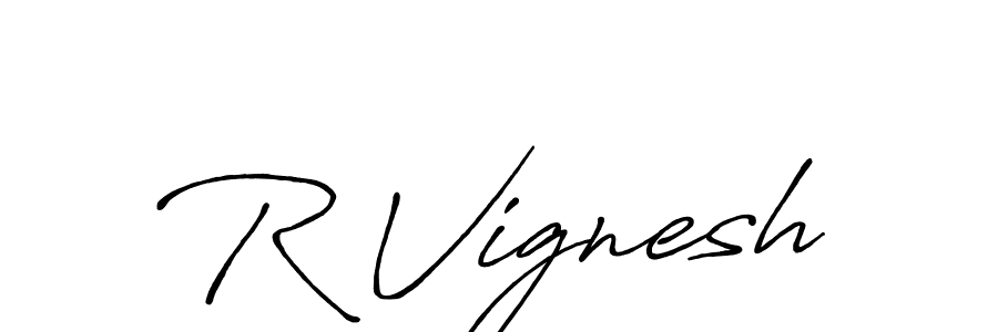 How to make R Vignesh signature? Antro_Vectra_Bolder is a professional autograph style. Create handwritten signature for R Vignesh name. R Vignesh signature style 7 images and pictures png