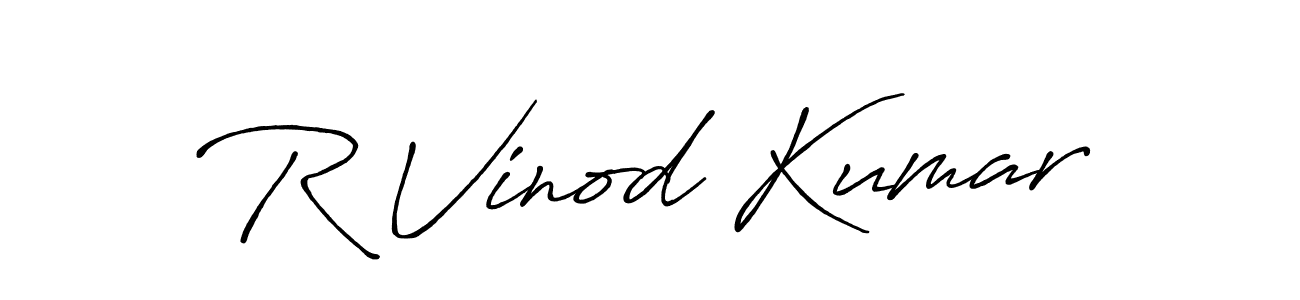 How to make R Vinod Kumar name signature. Use Antro_Vectra_Bolder style for creating short signs online. This is the latest handwritten sign. R Vinod Kumar signature style 7 images and pictures png