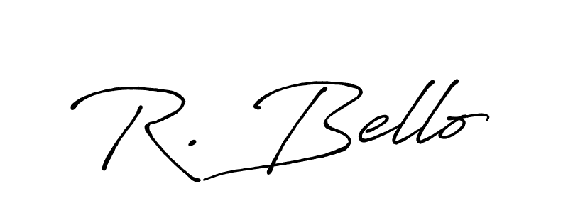 How to make R. Bello name signature. Use Antro_Vectra_Bolder style for creating short signs online. This is the latest handwritten sign. R. Bello signature style 7 images and pictures png