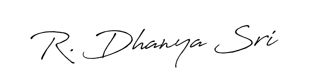 Use a signature maker to create a handwritten signature online. With this signature software, you can design (Antro_Vectra_Bolder) your own signature for name R. Dhanya Sri. R. Dhanya Sri signature style 7 images and pictures png