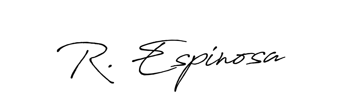 Create a beautiful signature design for name R. Espinosa. With this signature (Antro_Vectra_Bolder) fonts, you can make a handwritten signature for free. R. Espinosa signature style 7 images and pictures png