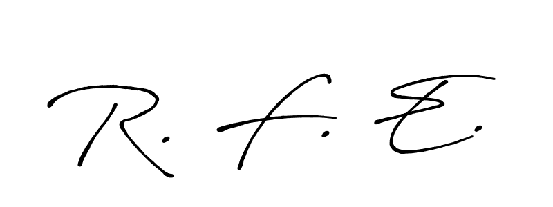 Make a beautiful signature design for name R. F. E.. With this signature (Antro_Vectra_Bolder) style, you can create a handwritten signature for free. R. F. E. signature style 7 images and pictures png