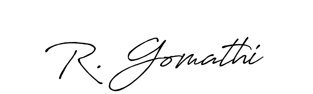 if you are searching for the best signature style for your name R. Gomathi. so please give up your signature search. here we have designed multiple signature styles  using Antro_Vectra_Bolder. R. Gomathi signature style 7 images and pictures png