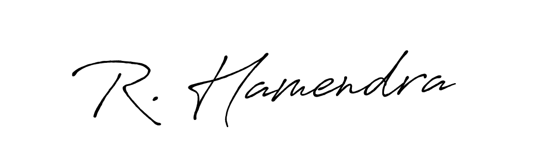 Use a signature maker to create a handwritten signature online. With this signature software, you can design (Antro_Vectra_Bolder) your own signature for name R. Hamendra. R. Hamendra signature style 7 images and pictures png