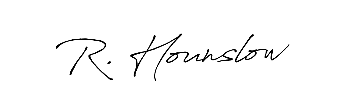 The best way (Antro_Vectra_Bolder) to make a short signature is to pick only two or three words in your name. The name R. Hounslow include a total of six letters. For converting this name. R. Hounslow signature style 7 images and pictures png