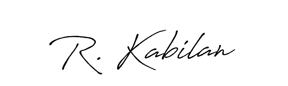 The best way (Antro_Vectra_Bolder) to make a short signature is to pick only two or three words in your name. The name R. Kabilan include a total of six letters. For converting this name. R. Kabilan signature style 7 images and pictures png