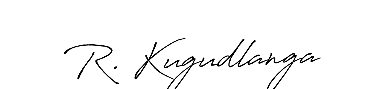 if you are searching for the best signature style for your name R. Kugudlanga. so please give up your signature search. here we have designed multiple signature styles  using Antro_Vectra_Bolder. R. Kugudlanga signature style 7 images and pictures png