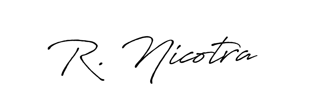 Use a signature maker to create a handwritten signature online. With this signature software, you can design (Antro_Vectra_Bolder) your own signature for name R. Nicotra. R. Nicotra signature style 7 images and pictures png